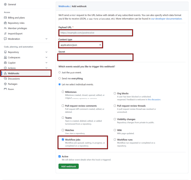 add github webhoo